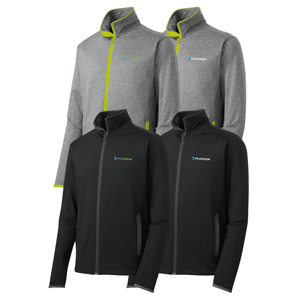 Men's Sport-Tek® Sport-Wick® Stretch Contrast Full-Zip Jacket - Keep moving in this moisture-wicking, soft brushed jacket that’s flexible and features hits of contrast color throughout.